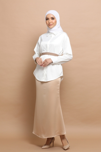 Mermaid Satin Skirt in Nude Mermaid Satin Skirt in Nude
